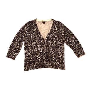 Ann Taylor Black and White Square Box Pattern Cardigan Size Medium